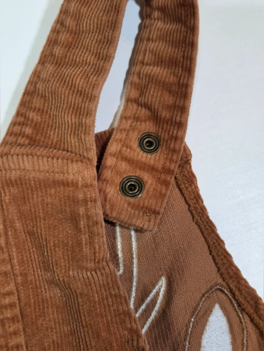 Gymboree Girls 6 Tan Corduroy Overall Dress Embroidered Deer Jumper Fall Autumn